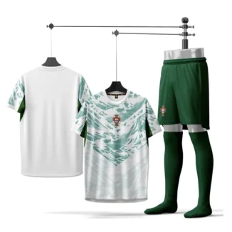 Bộ Bóng Đá Trẻ Em Ronaldo Bồ Đà.o Nh.a Trắng Xanh - Có In Tên Số